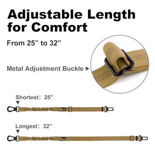 Plutus Pet Dog Seat Belt for Car, Adjustable Dog Car Harness with Carabiner Clip, Reflective Dog Seatbelt Leash with Elastic Bungee, Brown - color: Brown