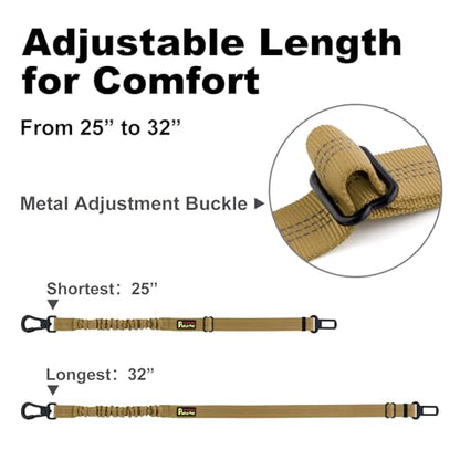 Plutus Pet Dog Seat Belt for Car, Adjustable Dog Car Harness with Carabiner Clip, Reflective Dog Seatbelt Leash with Elastic Bungee, Brown - color: Brown