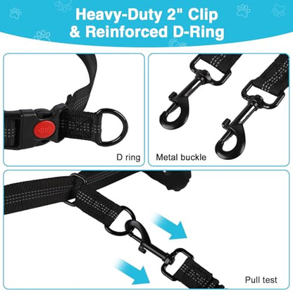 Hands-Free Dog Leash, Large (25-120 lbs), Black | Zippered Storage Pouch, Double Padded Handles, Heavy-Duty Bungee Cord, Ideal for Walking, Jogging & Running
