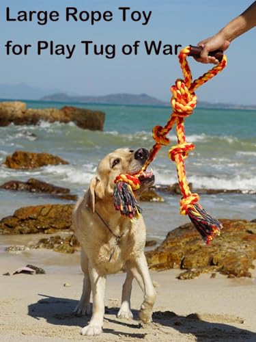 Large Dog Rope Toys for Aggressive Chewers Pitbull Tug of War Interactive Heavy Duty Outdoor Medium Large Breed XL Dog Chew Rope Strong Durable Dog Tug Toys Tough Pull Rope with Handle