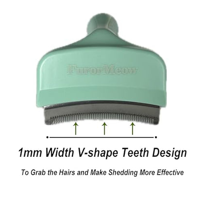 Pet Deshedding Tool with Curve Blade, Cat Grooming Brush, Tight V-shaped Teeth Shedding Comb for Cats and Dogs (Green, Small) - color: Green, size: Small