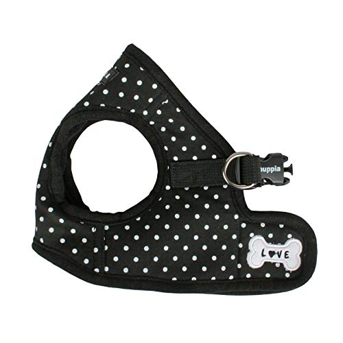 Puppia Dotty Step-in Vest Dog Harness No Pull No Choke Easy Wear Training Walking for Small Dog, Large, Black - color: Black, size: Large
