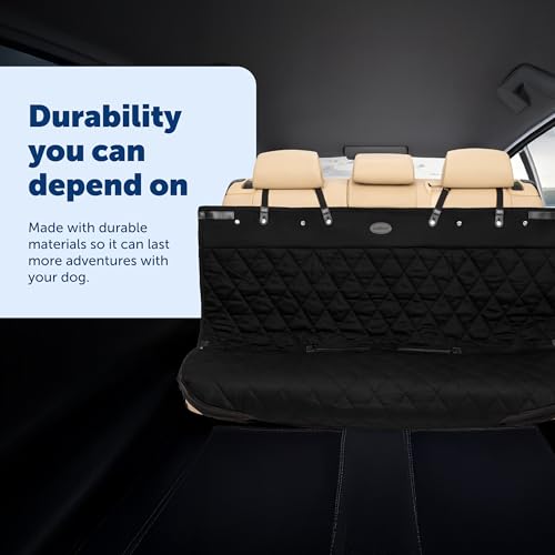 PetSafe Happy Ride Quilted Bench Seat Cover Waterproof and Durable Machine Washable Fits Most Cars, Trucks and SUVs Backseat Protection for Pet Paws, Scratches and Dog Hair - color: Black, size: Standard, style: Bench