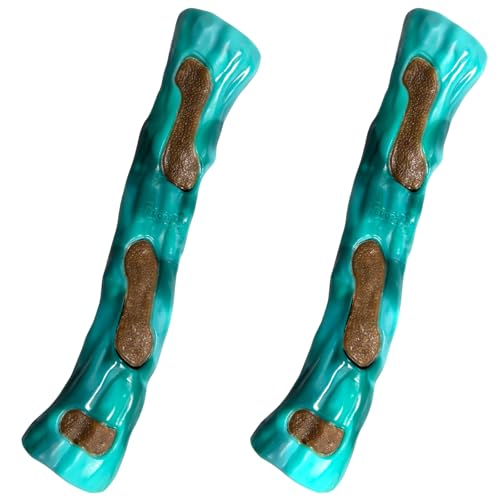 Dog Bones Chew Toys for Aggressive Chewers, 2 Pack Real Beef Flavor,Indestructible Dog Teething Chew Toys for Large/Medium/Small Breed,Tough Toy with Durable Nylon - size: ST beef Flavor 2 PCS