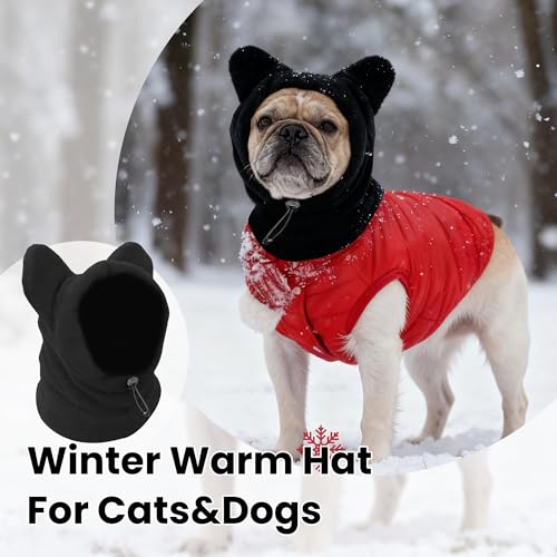 Dog Snood Winter Hood with Ear Protection, Fleece Neck Warmer for Dogs, (Black, Small) - color: Black, size: Small