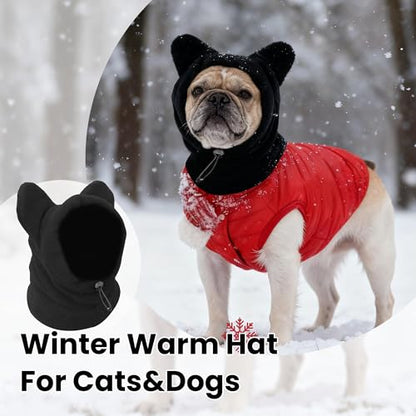 Dog Snood Winter Hood with Ear Protection, Fleece Neck Warmer for Dogs, (Black, Small) - color: Black, size: Small