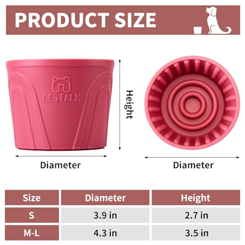Dog Lick Bowl, Bestalk Anxiety Relief Slow Feeder Dog Lick Mat Treat Dispenser, Non-Slip Licking Bowl Enrichment Toys for Small Medium and Large Breed Dogs, BPA Free Silicone(Rose,M-L) - color: Rose, size: M-L