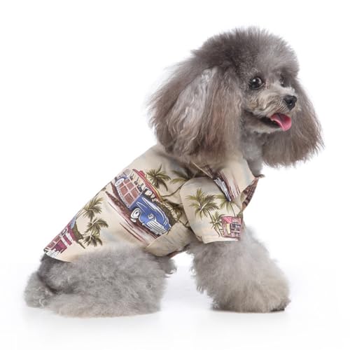 Tangpan Summer Pet Daisy Hawaiian Beach Plaid Print Shirts Clothes for Dog (X-Small, Beige) - color: Beige, size: X-Small