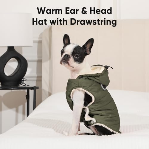 Vecomfy Fleece Lining Dog Hoodie with Harness Built in,Extra Warm Small Dog Jacket in Winter Puppy Coats with Drawstring Hooded,Green XS - color: Green(Harness Built in), size: X-Small (Pack of 1)