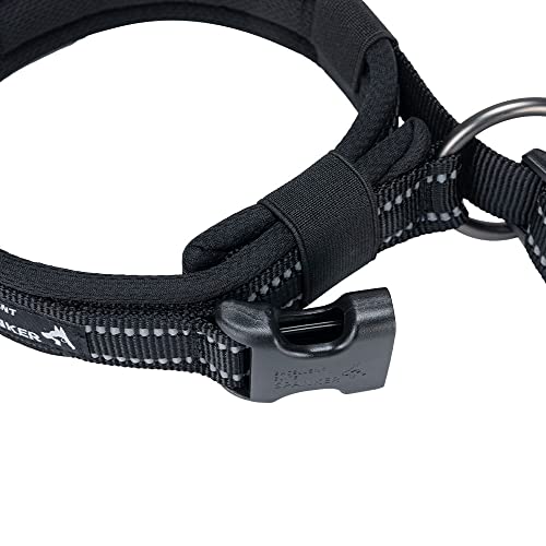 EXCELLENT ELITE SPANKER Reflective Dog Collar Classic Soft Padded Breathable Nylon Adjustable Pet Collar with Quick Release Buckle for Boy Girl Male Female Small Medium Large Dogs Training(Black-L) - color: Black, size: L