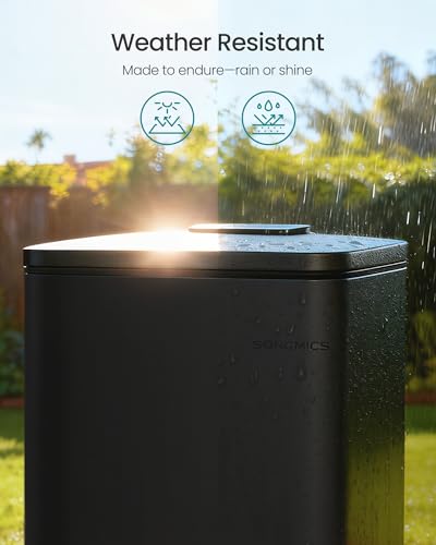 SONGMICS Dog Poop Trash Can, 1.6-Gallon (6 L) Outdoor Garbage Can with Lid, Soft Close, Stainless Steel with Inner Bucket, Ink Black ULTB590BH01 - color: Ink Black