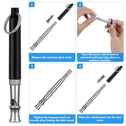 CdbC Dog Whistle - 2Pack Dog Whistle to Stop Barking Neighbor's Dog, Adjustable Ultrasonic Silent Dog Whistle,Helpful for Training Recall (Black with Lanyard)
