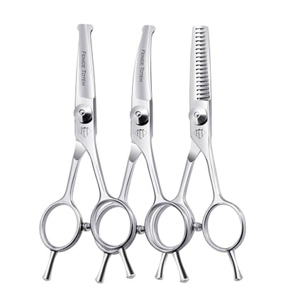 Dog Grooming Scissors: 3 in 1 Pet Shears Set Made of Advanced JP440C Stainless Steel Alloy for Trimming Dogs Cats and Other Pets Face and Paws - style: SET