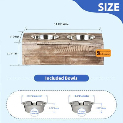 Huntley Pet Elevated Dog & Cat Double Bowl Feeder Stainless Steel Bowls (Berjen, Small) - size: Small