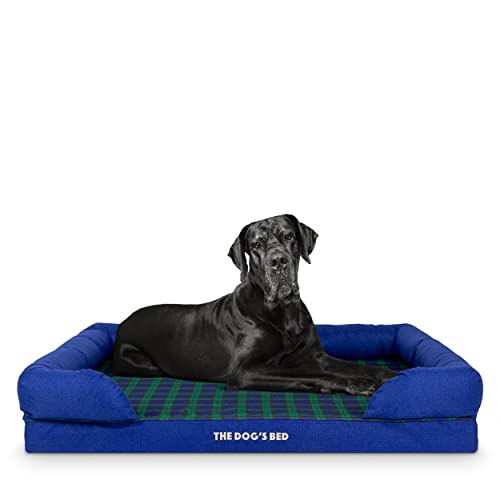 The Dog’s Bed Orthopedic Memory Foam Dog Bed with Bolsters for XXL Dogs, Waterproof Washable Cover, Anti-Slip Base, Calming Surface – CertiPUR-Certified Foam, Oxford Fabric, Black Watch Tartan, XXL - color: Black Watch Tartan, size: XXL Beds