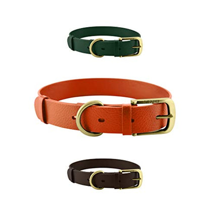 Tuff Pupper Classic Heavy Duty Dog Collar | 10x Stronger Than Leather | 100% Waterproof & Odor Proof Dog Collar | Tough Rust-Proof All Metal Hardware - color: Burnt Orange