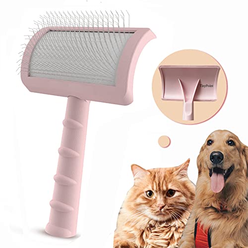 Large Slicker Brush for Long Haired Dogs & Cats, Extra Long Pin Shedding Brush for Thick Undercoat, Curly Hair, 25mm(1"), Pink - color: Pink