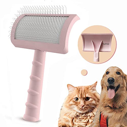 Large Slicker Brush for Long Haired Dogs & Cats, Extra Long Pin Shedding Brush for Thick Undercoat, Curly Hair, 25mm(1"), Pink - color: Pink