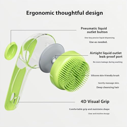 2 PCS Dog Bath Scrubber Brush with Soap & Shampoo Dispenser, Soft Silicone Bristles Pet Grooming Massage Shampoo Brush for Long and Short Haired Dogs and Cats, Shower Bath Tool