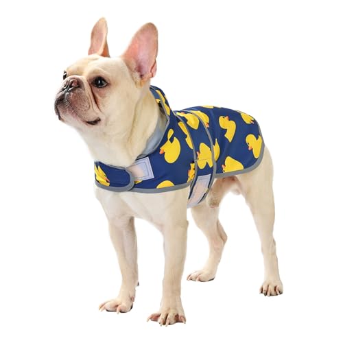 Dog Raincoat, Waterproof Dog Rain Jacket with Hood, Adjustable Rain Coat Poncho with Reflective Strips & Leash Hole for Large Medium Small Dogs Puppies, Lightweight Pet Clothes - color: Navy Blue Duck, size: Medium