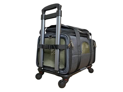 Two-Room Pet Carrier | 18x11x9 | Airline Approved Pet Carrier | 3-Way Expandable | Small Dog Carrier | Cat Carrier | Removable Wheels | Patent Pending
