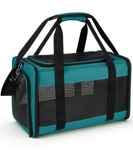 Hipubby Cat Carrier Dog Carrier for Pets Up to 16 Lbs, Soft-Sided Pet Travel Carrier for Cats and Small Dogs, Airline Approved Pet Carrying Case with Shoulder Strap & Removable Mat - Blue - color: Blue