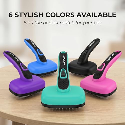 Self Cleaning Slicker Brush for Dog and Cat Deshedding, Green | Shedding Brush for Dogs & Cats, One-Click Retractable Bristles for Easy Cleaning Flying Hair at Home - color: Aqua Green 1 PCS