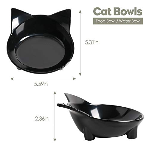 Dog Food Bowl & Cat Bowl – Non-Slip, Wide, Shallow Pet Dish for Whisker Fatigue Relief, Safe Food-Grade for Puppies & Rabbits - color: 3Black+Grey+White