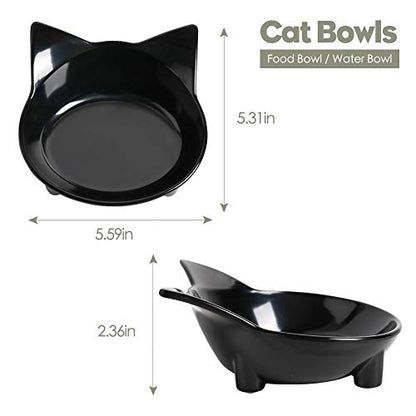 Dog Food Bowl & Cat Bowl – Non-Slip, Wide, Shallow Pet Dish for Whisker Fatigue Relief, Safe Food-Grade for Puppies & Rabbits - color: 3Black+Grey+White