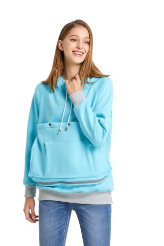 Pet Cat Dog Pouch Hoodie Small Animal Carrier – Kitten Puppy Pouch Sweatshirt Holder Fleece Unisex Hoodies Sky Blue - color: Sky Blue, size: 3X-Large