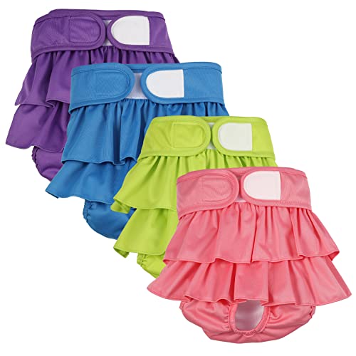 4 Pack Dog Diapers Female Washable Dog Diapers Reusable Puppy Diapers Highly Absorbent Comfortable Doggy Diapers for Dogs in Heat or Excitable Urination(M Candy Color) - color: Candy Color, size: M