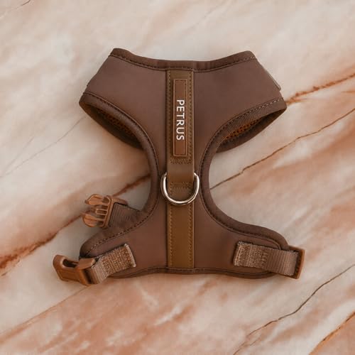 Premium No-Pull Dog Harness Soft Neoprene & Breathable Mesh Vest with Front & Back Clip D-Rings Adjustable Lightweight Walking Harness for Puppies, Small & Medium Dogs (Bronze Brown Gold, S) - color: Bronze Brown Gold, size: S: Neck=13.8-17.3''/Chest=16.1
