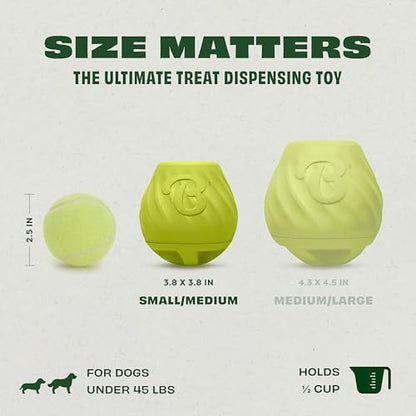 Benebone Pawbler - Natural Rubber Interactive Enrichment Treat and Kibble Dispensing Dog Toy - Great for Boredom - Small