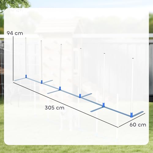 PawHut Adjustable Dog Agility Training Obstacle Course Set with Weaves Poles Storage Bag for Pet Dogs Outdoor Games Exercise