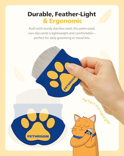 PETHROOM Professional Eye Comb for Pets | Stainless Steel Tear Stain Remover for Cats & Dogs | Gentle Round-Head Grooming Tool | Compact & Portable for Eye Gunk Removal (Pack of 2) - size: One Size (Pack of 2)