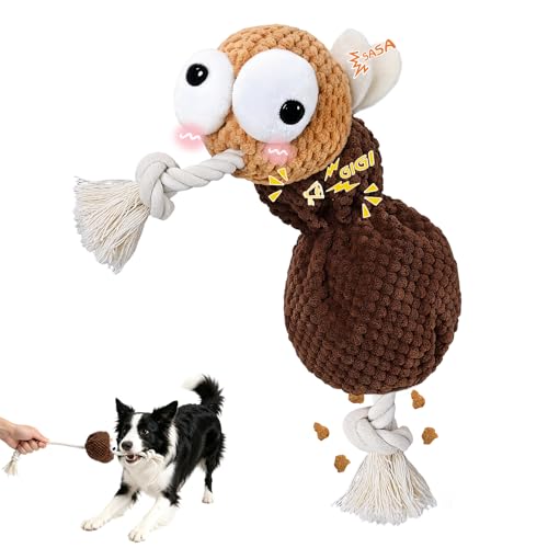 Yipetor Squeaky Dog Toy, [Mosquito Miss] Soft Plush Puppy Toys for Anxiety Relief, Durable Cotton Rope Teeth Clean Interactive Dog Toy to Keep Medium Small Dog Busy - Boredom Dogs Best Birthday Gift - color: Mosquito