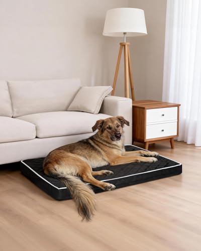 NUPIDA Orthopedic XL Dog Beds Large Sized Dog Waterproof Pet Kennel Pad with Removable Washable Cover and Non-Slip Bottom, 41x27 Inch, Black - color: Black, size: 41.0"L x 27.0"W x 3.5"Th