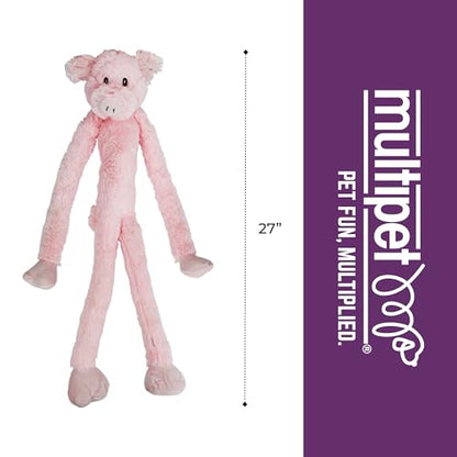 Multipet Swingin' Slevin Pig Dog Plush Toy - Squeaky Toys for All Dogs - Extra Soft Plush - Stuffed Animal for Cuddling & Playing - Cute Dog Pet Toy (27”, Pink, 5 Squeakers) - size: 27", style: Pig