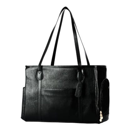 Stylish Dog Purse Carrier, Leather Pet Carrier Bag for Small Dogs Cats Puppy, Airline Approved Soft-Sided Carrier Black - color: Black