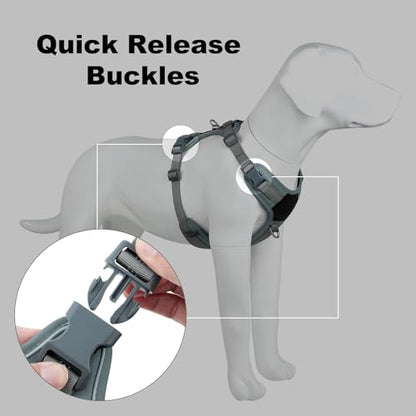 Plutus Pet No Pull Dog Harness, Release at Neck, Soft Padded, Reflective Adjustable Dog Vest Harness for Small, Medium, Large Dogs(Gray,M) - color: Gray, size: M