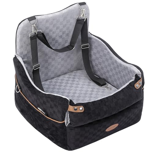 WOOCHPET Dog Car Seat for Small Pets Sturdy Puppy Booster Bed with Elevated Window View Washable Travel Carrier up to 35 Lbs - size: Medium