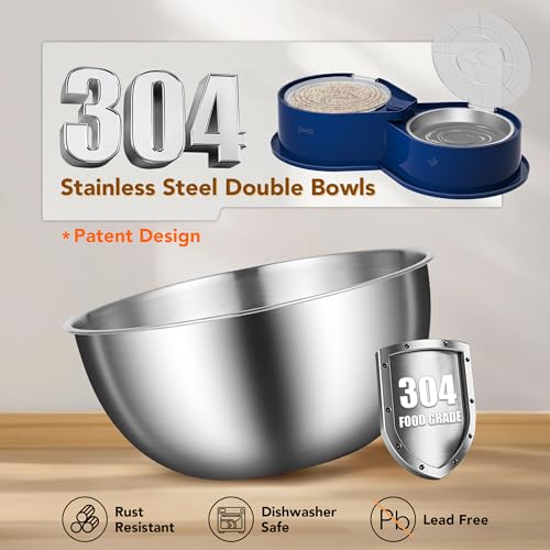 Newget Stainless Steel Dog Bowl Set with Lids, 304 Metal Dual Food & Water Bowls for Dogs & Cats, Large Capacity Pet Feeder with Cover Keeps Food Fresh, Anti-Skid Dog Dish for Small/Medium/Large Pets - color: Blue