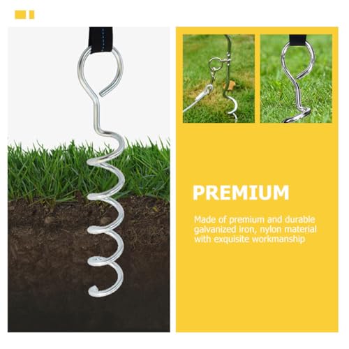KESYOO Heavy Duty Spiral Ground Stakes Tent Anchors with Sturdy Dog Tie-Out Cable, Portable Camping Tent Accessories Set for Outdoor Pet and Shelter Stabilizing, 4pcs