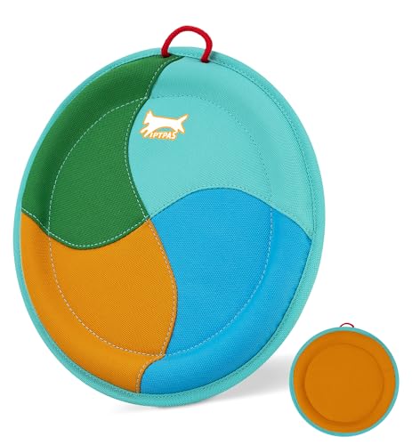 Dog Flying Disc Dog Flyer Toy for Fetch, Durable Nylon 9.5" Diameter with Soft and Thick Edges, Gentle on Teeth & Gums, Lightweight & Water Floating, Outdoor Play for All Breeds (A-Blue/Orange)