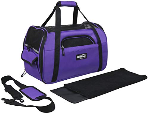 EliteField Soft Pet Carrier (3 Year Warranty, Airline Approved) Soft Sided Dog Puppy Cat Carrier Travel Bag (X-Large: 21" L x 12" W x 13" H, Purple) - color: Purple, size: 21.0"L x 12.0"W x 13.0"H
