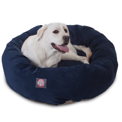 Majestic Pet Large Dog Bed, Washable Orthopedic Donut Cuddle Bed for Big Dogs, Calming Pet Bed with Bolster Support,Micro-Velvet Villa Navy Blue 40x29x9 Inch - color: Navy