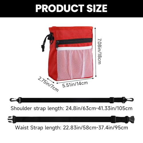 Dog Treat Waist Bag- Lightweight Pet Training Bag with Pocket for Poop Bag, Multi-Way Wear Large Capacity Snack Storage for Dog Training & Walking (Red) - color: Red