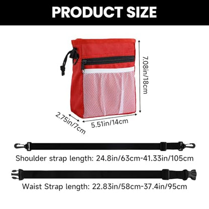 Dog Treat Waist Bag- Lightweight Pet Training Bag with Pocket for Poop Bag, Multi-Way Wear Large Capacity Snack Storage for Dog Training & Walking (Red) - color: Red