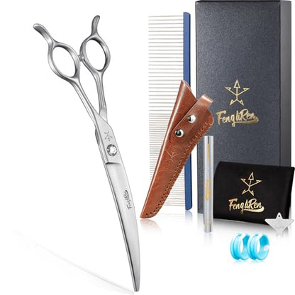 High-end Professional Dog Grooming Curved Scissors Pet Curved Shears 7.5 Inches Extremely Very Sharp Made Of Stainless Steel Alloy By Hand For Dog Cat Groomer - style: 7.5inch Curved Shears