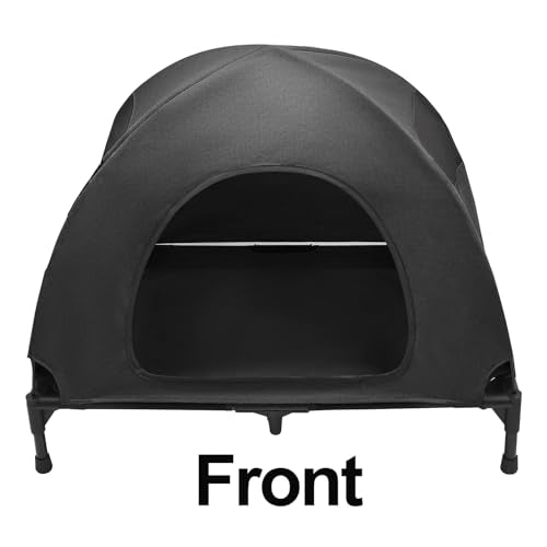 Love&go Elevated Dog Bed with Canopy, Raised Dog House, Elevated Dog Tent (M - Black Bed with Canopy, Medium-29.9x19.5x5.5 inch) - color: M - Black Bed with Canopy, size: Medium-29.9x19.5x5.5 inch
